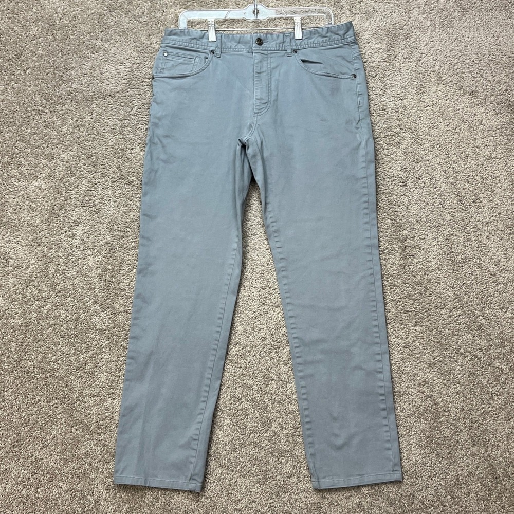 Johnnie-O Chino Pants Mens 33x32 Gray 5-Pocket Stretch Straight Leg Khaki EUC